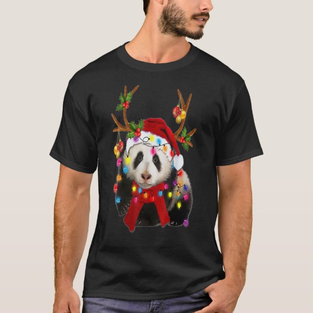 Panda Gorgous Reindeer Panda Julgran Light T Shirt (Framsida)
