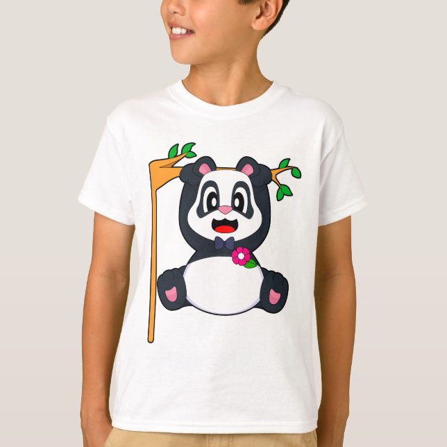 Panda Groom Sminkar sig Bow tie Bröllop T Shirt (Framsida)