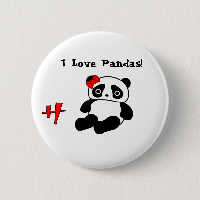 Panda H, älskar jag Pandas! - Skräddarsy Knapp (Framsida)