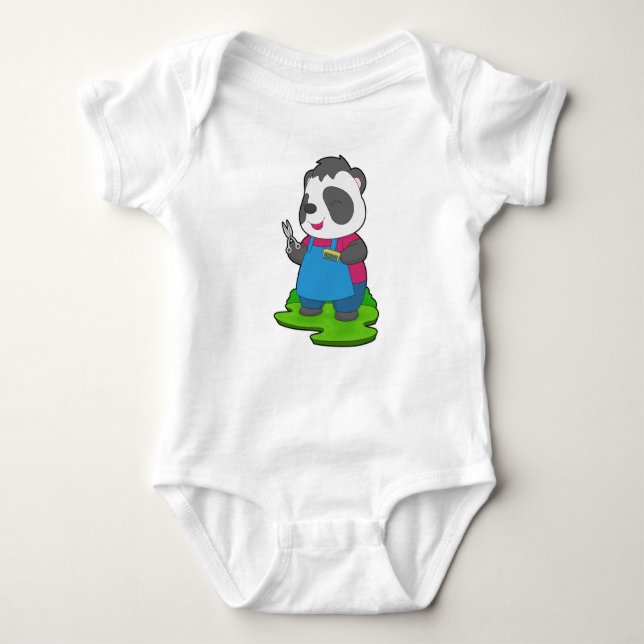 Panda Hairdresser Scissors Comb T Shirt (Framsida)