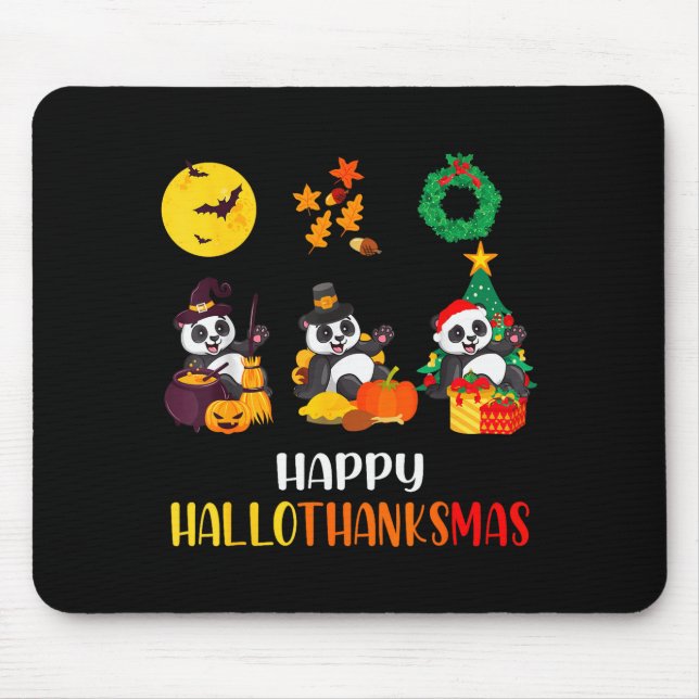 Panda Halloween Christmas Happy Hallothanksmas Pan Musmatta (Framsidan)