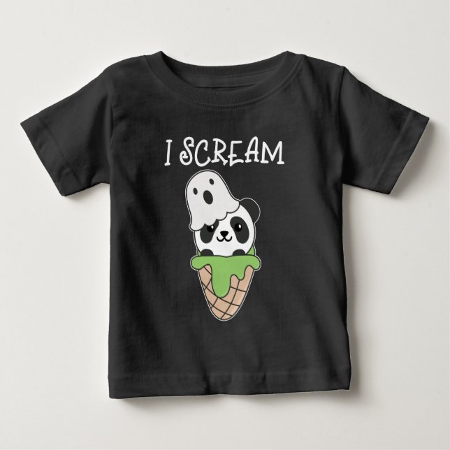 Panda Halloween Ghost I Skräm Ice Cream Pun T Shirt (Framsida)