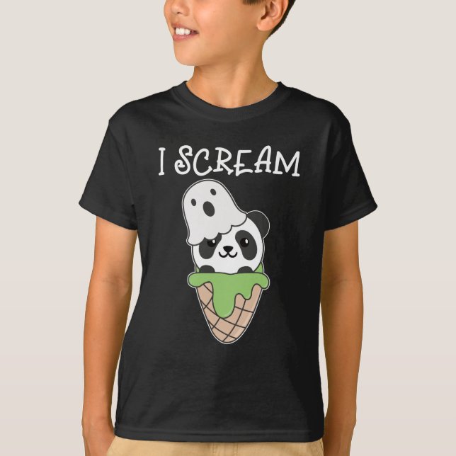 Panda Halloween Ghost I Skräm Ice Cream Pun T Shirt (Framsida)