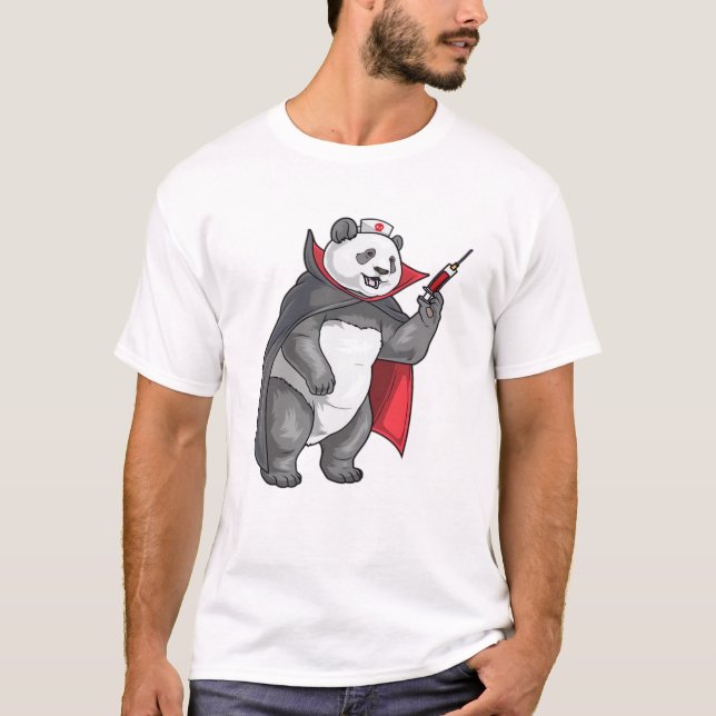 Panda Halloween Vampire Sjuksköterska Oversized T- T Shirt (Framsida)