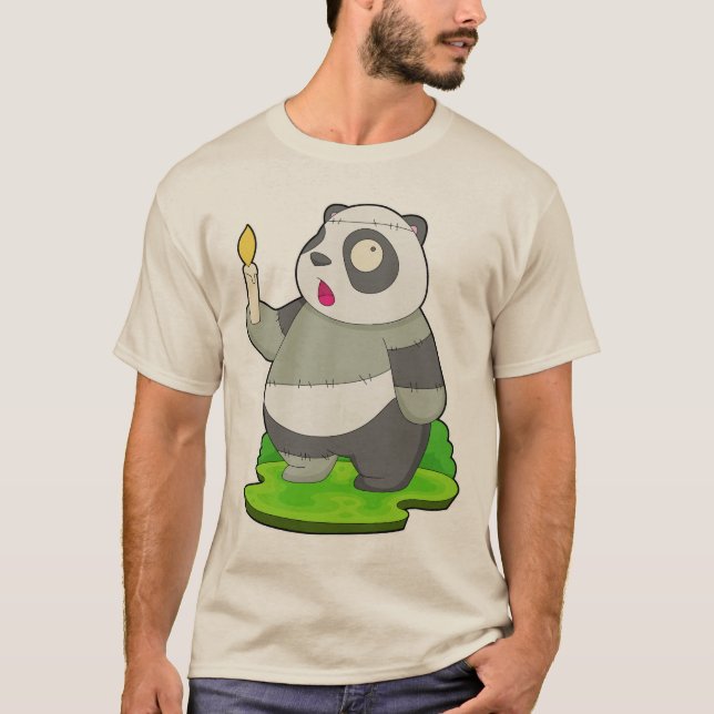 Panda Halloween Zombie T Shirt (Framsida)