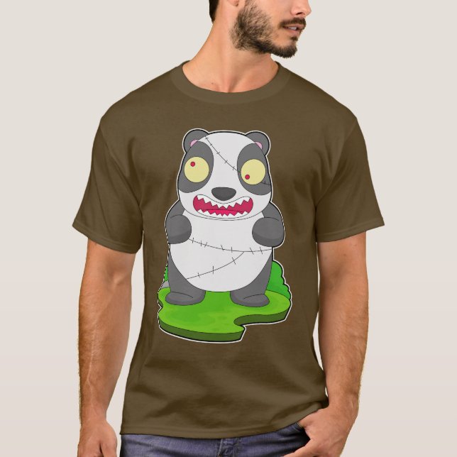 Panda Halloween Zombie T Shirt (Framsida)
