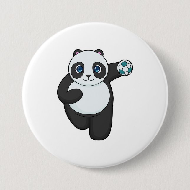 Panda Handball-spelare Handball Knapp (Framsida)