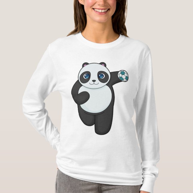 Panda Handball-spelare Handball T Shirt (Framsida)