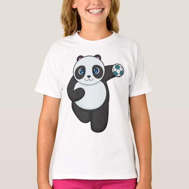 Panda Handball-spelare Handball T Shirt (Framsida)