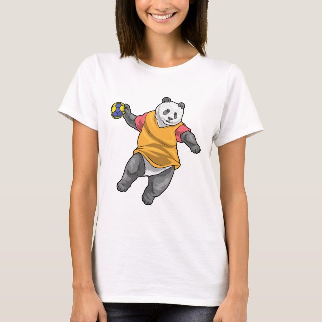 Panda Handball-spelare Handball T Shirt (Framsida)