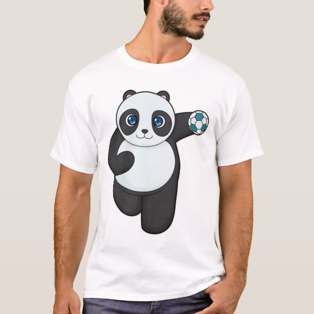 Panda Handball-spelare Handball T Shirt (Framsida)