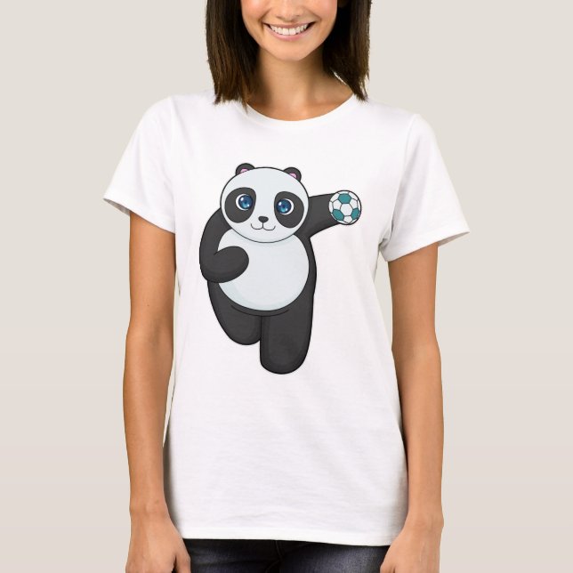 Panda Handball-spelare Handball T Shirt (Framsida)