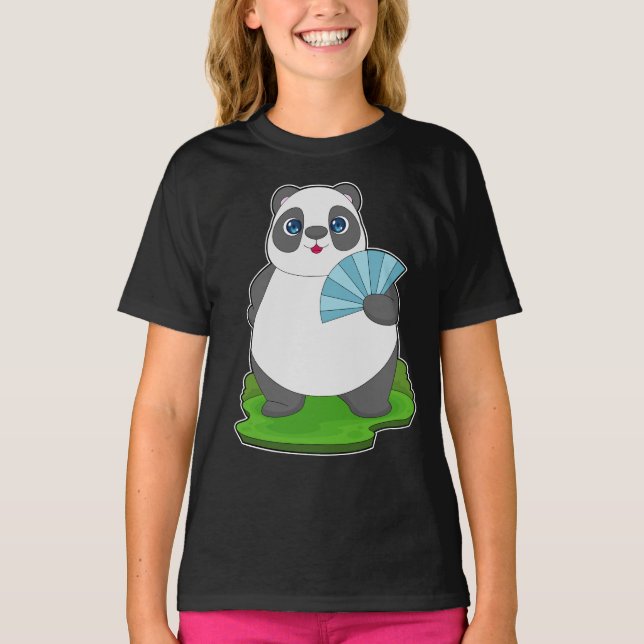 Panda Handfläkt T Shirt (Framsida)