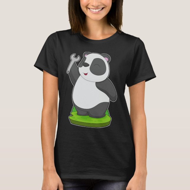 Panda Handyman Wrench T Shirt (Framsida)