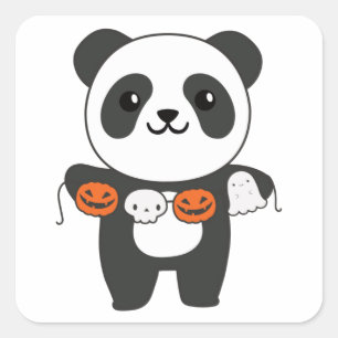 Panda Happy halloween Pumpkin Fladdermus Costume S Fyrkantigt Klistermärke