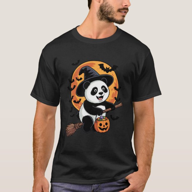 Panda Häxa Jack-o-Lantern Godispåse Halloween  T Shirt (Framsida)