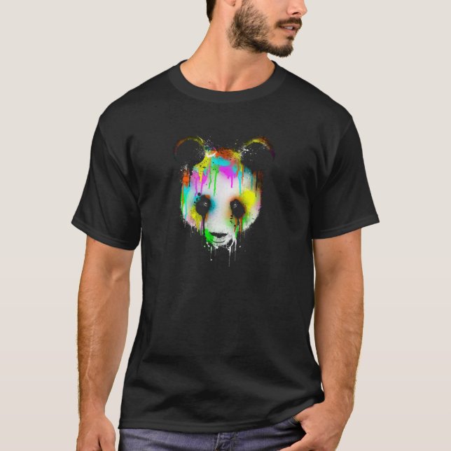 Panda Head-Dripping Paint Artist T Shirt (Framsida)