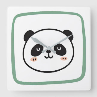 Panda head minimalist graphic icon fyrkantig klocka