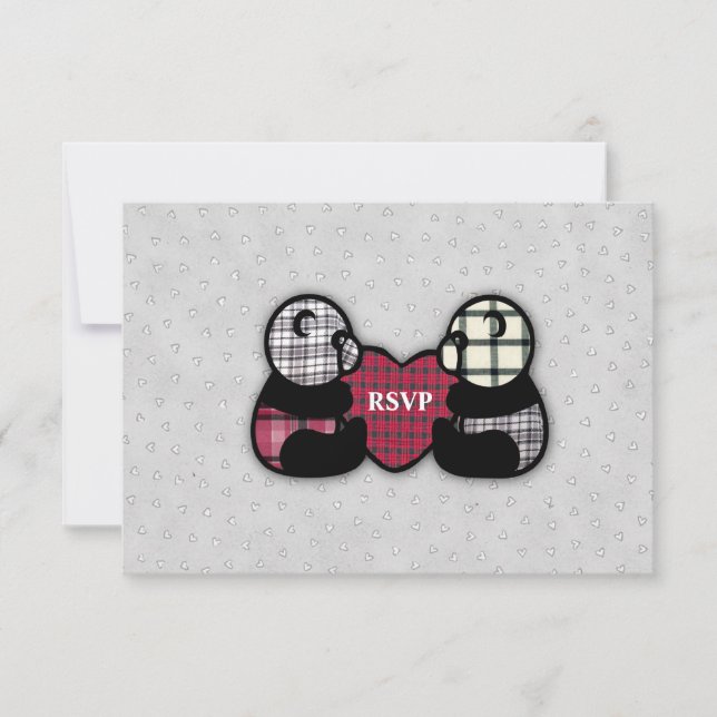 Panda Heart-bröllopsmottagning OSA Inbjudningar (Framsida)