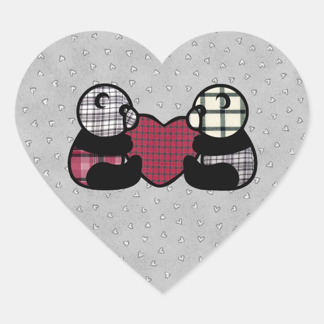Panda Heart Sticker Hjärtformat Klistermärke (Framsida)