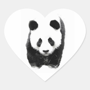 Panda Heart Sticker Hjärtformat Klistermärke