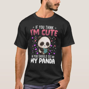 Panda Heart Valentine Day Animal for Women Kids T Shirt