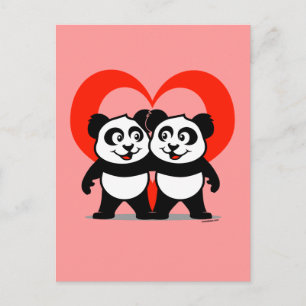 Panda Heart Vykort