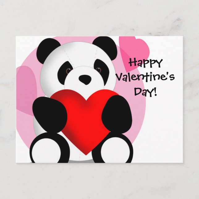 Panda Hearts Valentines vykort (Framsida)