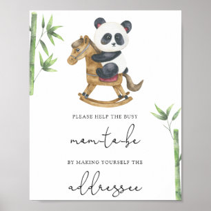 Panda hjälper Busy Mamma till Be Adress och Kuvert Poster