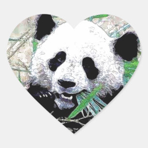 Panda Hjärtformat Klistermärke