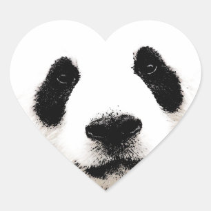 Panda Hjärtformat Klistermärke
