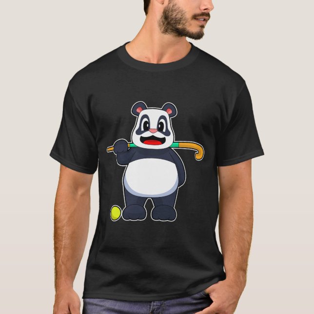 Panda Hockey Hockey stick T Shirt (Framsida)