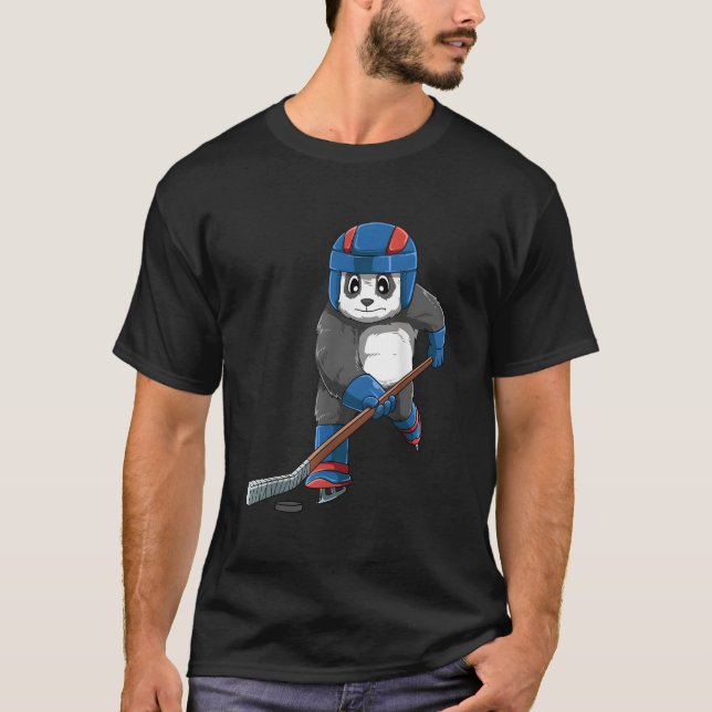 Panda Hockey Panda Playing Hockey Panda T Shirt (Framsida)