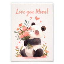 Panda Holding Flowers Mors dag Gift