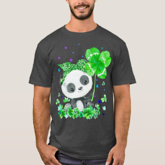 Panda Holding Shamrock Stars Cute St Patricks T Shirt