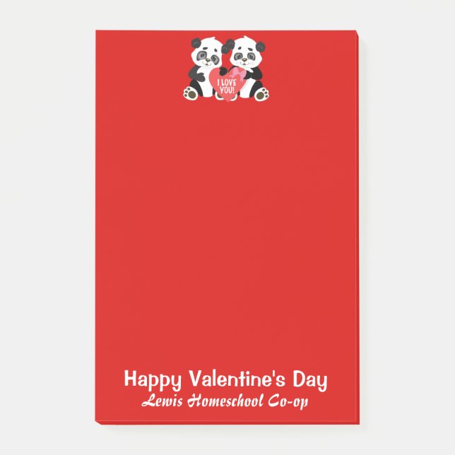 Panda Homeschool Co-op Valentine Day Post-it Block (Framsida)