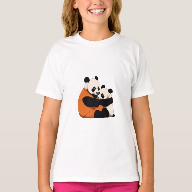 Panda Hugger Design - Cute & Heartwarming T Shirt (Framsida)