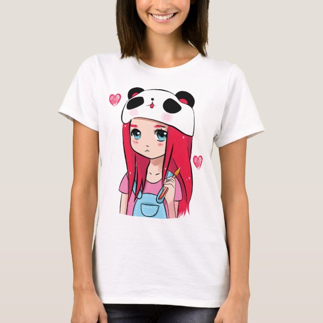 Panda Hugs & Crimson Dreams T Shirt (Framsida)