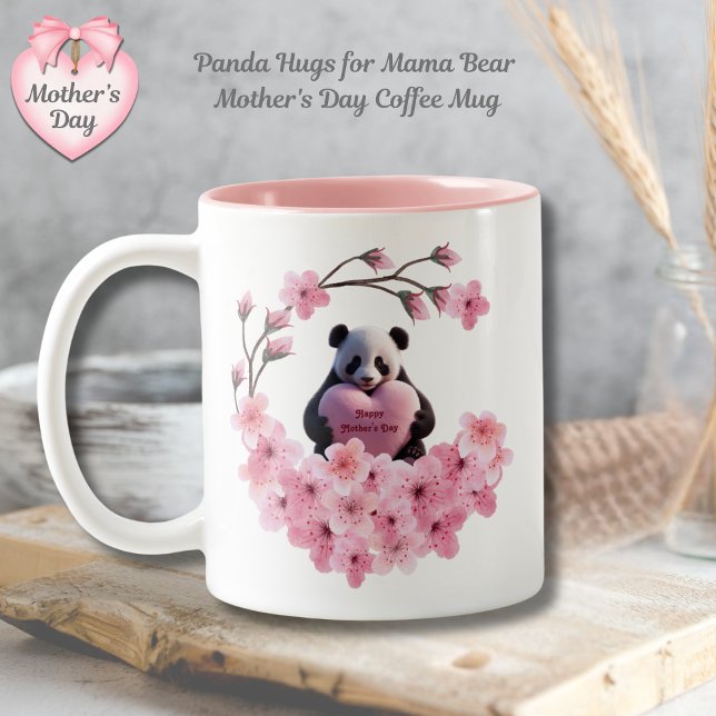 Panda Hugs för Mamma Bear Mors dag Coffee Mugg (Warm Hugs for Mom Mother's Day Mug)