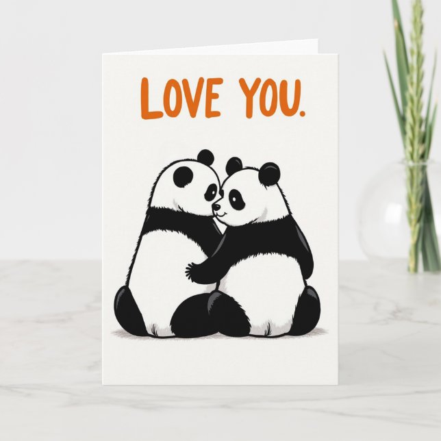 Panda Hugs Love You Card Kort (Framsida)