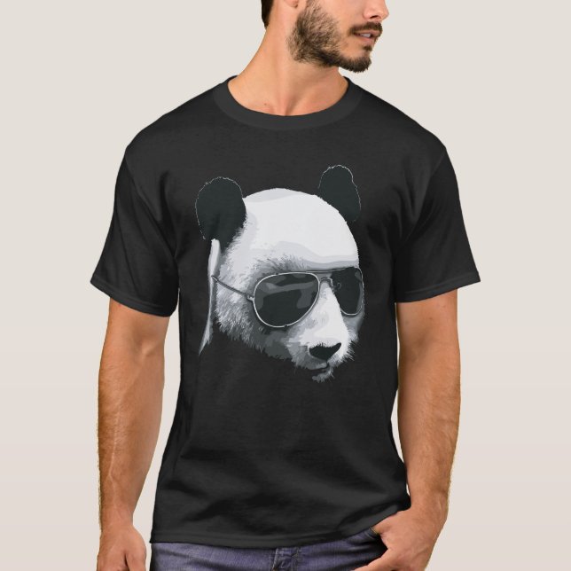 Panda-huvud med solglasögon-design t shirt (Framsida)
