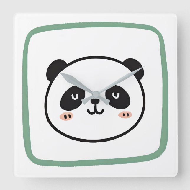 Panda huvud minimalistisk grafisk ikon fyrkantig klocka (Framsida)