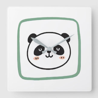 Panda huvud minimalistisk grafisk ikon fyrkantig klocka