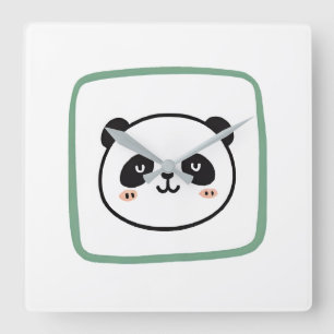 Panda huvud minimalistisk grafisk ikon fyrkantig klocka