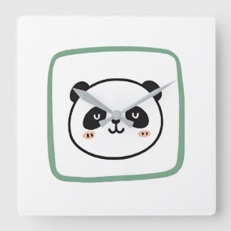 Panda huvud minimalistisk grafisk ikon fyrkantig klocka