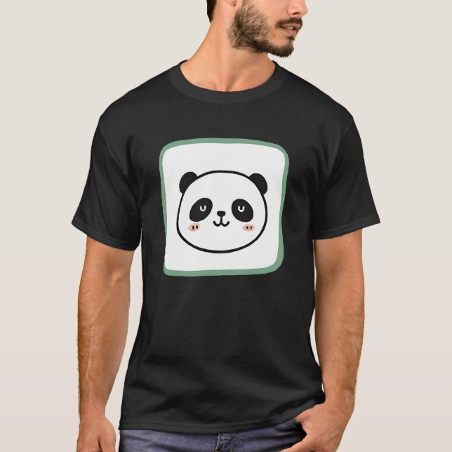 Panda huvud minimalistisk grafisk ikon t shirt (Framsida)
