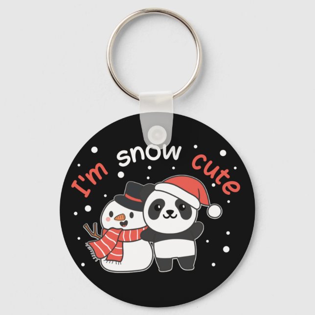 Panda I är Snö Cute Snögubbe Snö Pun Keychain Nyckelring (Framsida)