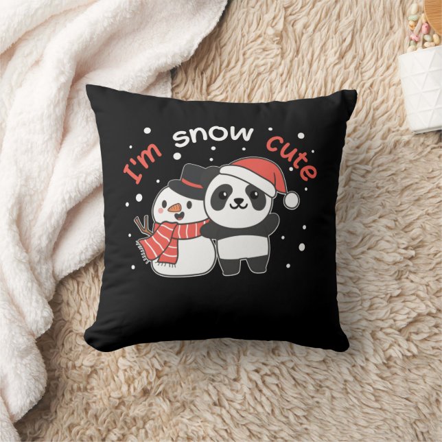 Panda I är Snö Cute Snögubbe Snö Pun Kudde (Filt)