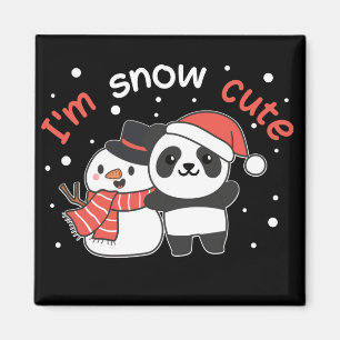 Panda I är Snö Cute Snögubbe Snö Pun Magnet