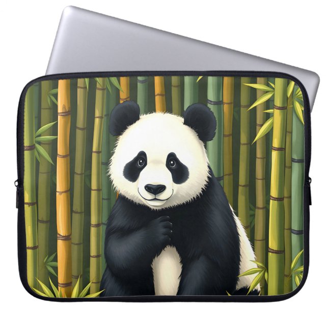 Panda i Bamboo Forest Laptop sleeve Fodral (Framsidan)